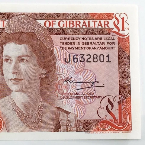 1975 Government Gibraltar One 1 Pound Uncirculated Banknote J Series I753 Cover