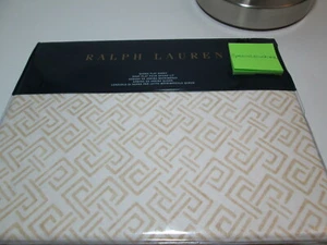 Hoja plana Ralph Lauren Dover Weston Park Hutchings Queen ~ crema y blanca $145 - Imagen 1 de 7