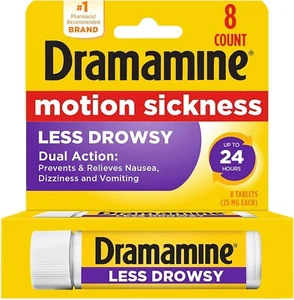 Dramamine Motion Sickness Relief Less Drowsey Formula, 8 Count - Picture 1 of 4