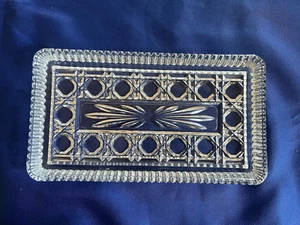 Mid century cut glass 8.25" x 4.5” x .75" Butter, candy, relish or serving dish - Picture 1 of 2