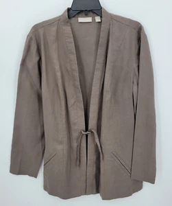 Nordstrom Jacket Womens 14 Brown Linen Tie Front Lagenlook Breathable Blazer - Picture 1 of 11