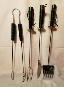 Vintage Grill Tools Set - Nice Wood Handles - Made in Japan - Picture 1 of 5