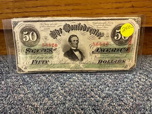 1863 Confederate $50 bill Richmond CSA rare denomination - Picture 1 of 2