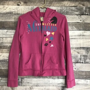 Disney Couture Ariel The Little Mermaid Girls Hoodie 2 Sided Pink Large - Picture 1 of 8