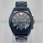 New In Box Emporio Armani Ar1400 Black Ceramic Black Dial Chronograph Mens Watch