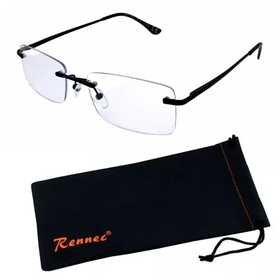 PC Computer Brille Blaulichtfilter Gaming Anti Blue Light Brille Eckig Rennec sw - Bild 1 von 3