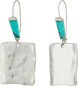 Pendientes colgantes Robert Lee Morris Soho cuadrados de plata piedra turquesa nuevos en caja - Imagen 1 de 9