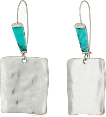 Robert Lee Morris Soho Silver Square Turquoise Stone Dangle Earrings New In Box - Image 1 of 4