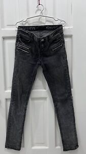 AD:LIB Korean Brand Mid Rise Distressed Skinny Jeans Size 26 (66cm) Black Grunge