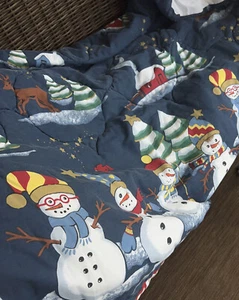Jc Penney Home Snowman/Xmas Scenery 84x85 Comforter Full/ Queen - Picture 1 of 8