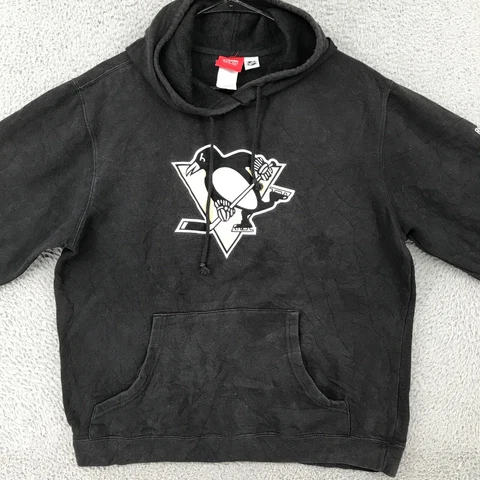 Reebok Pittsburg Penguins Sweater Adult Medium Black NHL Pullover Mens 19276 Cover