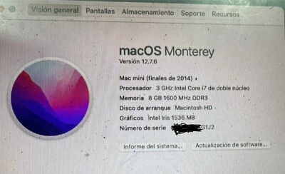 Apple Mac Mini i7 A1347 EMC 2840  Fusion Drive 1 TB  RAM 8GB - Imagen 1 de 4