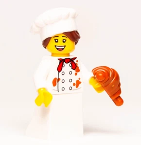 New LEGO BAM Minifigure 2023 - French Female Pastry Baker Chef w/ Croissant (cty - Picture 1 of 7