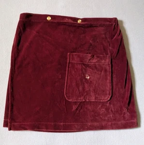 Christian Dior Robe De Chambre Velour Bath Wrap Skirt Maroon Three Snaps Soft - Picture 1 of 8