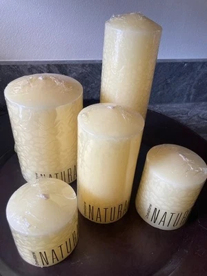 Bandeja de hierro vintage para caja y barril y (5) velas de pilar de marfil natural ¡HERMOSA! Foto 1 de 4