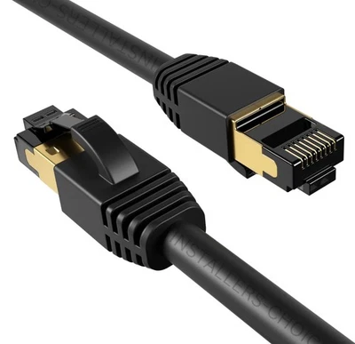 CAT8 RJ45 Ethernet Cable High Speed 40Gbps Network Shielded Copper Black lot - Image 1 of 4