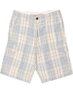 DOCKERS Mens Cargo Shorts W32 Medium Blue Check Cotton CE85 - Picture 1 of 5