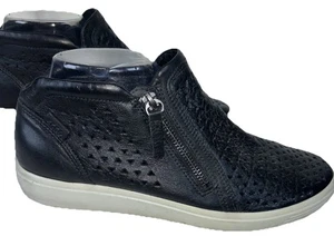 ECCO Mujer Corte Láser, Cuero, Cremallera Lateral, Botines, Gris, Talla 10, Usado en Excelente Condición - Imagen 1 de 9