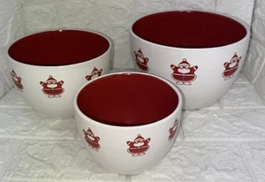 Vintage WCL 3 Nesting Bowls Holiday Christmas Santa Red & White EUC CLEAN - Picture 1 of 6