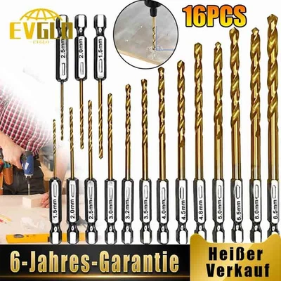 Spiralbohrer Titanium Coated HSS Spiralbohrer Set 1/4" Sechskantschaft Bohrer  - Bild 1 von 4