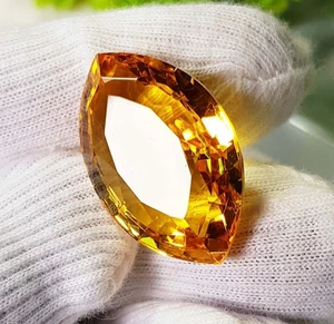 Marquise Cut Yellow Citrine Square Faceted Loose Gemstone Shape  18x28x12mm 37CT - Picture 1 of 8