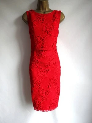Phase Eight red floral lace overlay wiggle pencil dress size 14 - Image 1 of 4