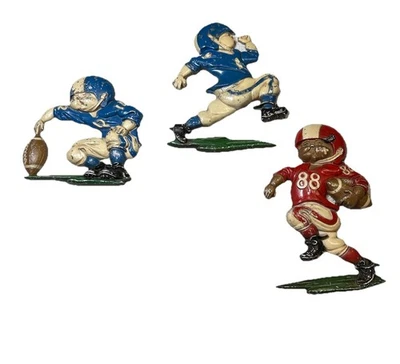 Vintage 1970's 70s Homco Die Cast Metal 3 Lot Football Players Hanging Wall Art - Image 1 of 4