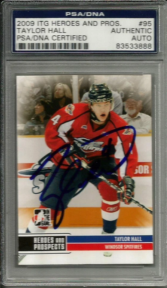 2009 ITG Heros RC Taylor Hall Edmonton Oilers Signed Auto Card PSA/DNA Slabbed - Image 1 of 1