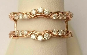 1Ct Solitaire Enhancer Natural Moissanite Ring Guard Wrap 14k Rose Gold Plated - Picture 1 of 3