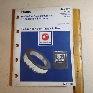 vintage 1981 auto parts catalog AC Motors Filters No 42A-100 - Picture 1 of 7