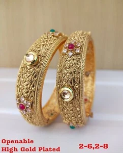 Brazalete de Bollywood étnico chapado en oro con joyería de moda india - Imagen 1 de 9
