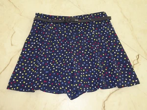 BNWOT REVIEW FORMAL DARK BLUE WITH COLOURED POLKA DOTS SHORTS WITH BELT - SIZE 8 - Picture 1 of 2