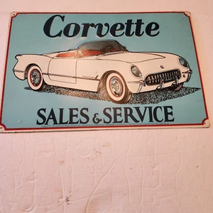 Corvette Sportwagen Verkauf & Service Blech Metall Werbeschild, 12" x18" - Bild 1 von 4