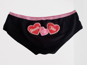 Joe Boxer Panties Size 7 Cheeky Black Pink Bikini Underwear Panty Hearts On Fire