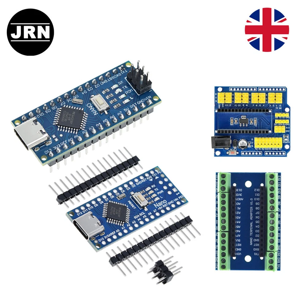 Nano V3 ATmega328P Board CH340 Type-C USB-C Expansion Shield for Arduino Nano UK - Image 1 of 1