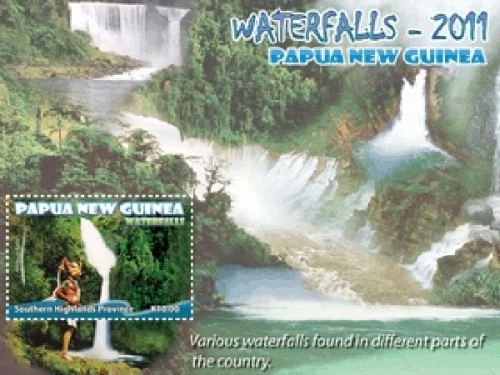 Papua New Guinea 2011 - Waterfalls - Souvenir Stamp Sheet - Scott #1585 - MNH - Image 1 of 1