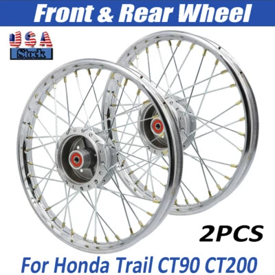 For Honda Trail CT90 K0-K5 CT200 Front & Rear Wheel Rim Ring & Hub & Spokes Kit Foto 1 de 4