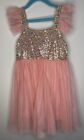 Blush Pink And Gold Sequin Dress - Size 6