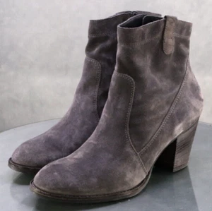 Aquatalia $210 Women's Side Zip Heeled Booties Boots Size 9.5 Suede Gray - Picture 1 of 14