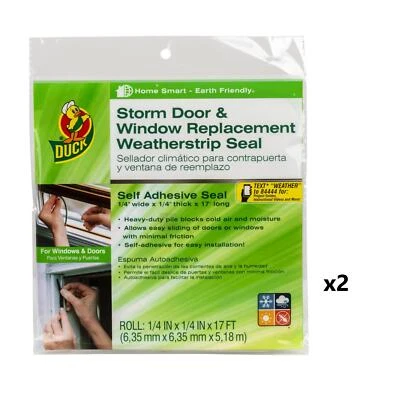 2Pk Duck Storm Door Window Replacement Weatherstrp Seal Gray 17 Feet x2 - Image 1 of 3