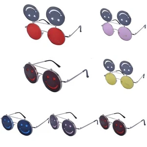 Runde Flip Up Smile Acid Gesicht Sonnenbrille Retro 90er Jahre Rave Festival Steampunk NEU U - Bild 1 von 5