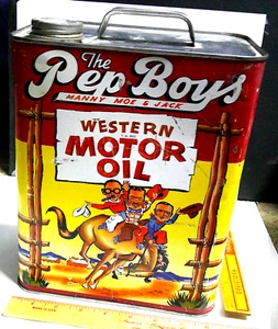 Pep Boys oil can vintage 2 gallon old car truck garage collectible memorabilia - Picture 1 of 12