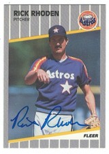 Autographed RICK RHODEN Houston Astros 1989 Fleer Card #U-89 w/ Show ticket
