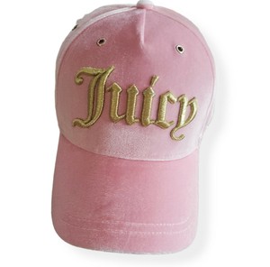 NEW Juicy Couture Pink Velvet baseball Cap Designer Hat Gold 3D Letters NWT
