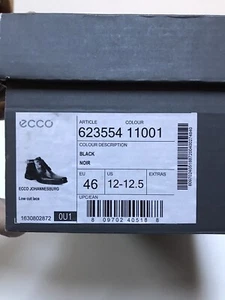 Ecco Johannesburg ￼Size 46, New In Box Black Stunning Low Cut Lace Boot - Picture 1 of 10
