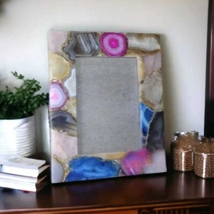 Multicolor Quartz Agate Picture Frame, Gallery Frame, Wall Decor,Classic Photo - Picture 1 of 9
