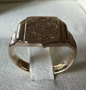 ANELLO IN ORO VINTAGE INGLESE A SIGILLO CON INCISIONE - Picture 1 of 3