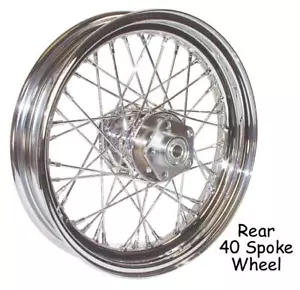 V Factor 16x3" 40 Spoke Rear Wheel For Harley Sportster Dyna Softail 79-99 - Picture 1 of 1