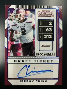 2020 CONTENDERS DRAFT JEREMY CHINN ROOKIE RC BLUE FOIL AUTO S. ILLINOIS PANTHERS - Picture 1 of 2