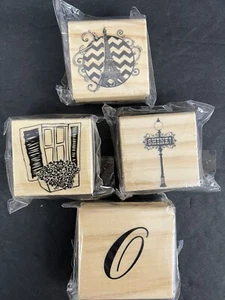 New Michaels Wood Mounted Rubber Stamps Summer in Paris Eiffel Tower Monogram O - Picture 1 of 6